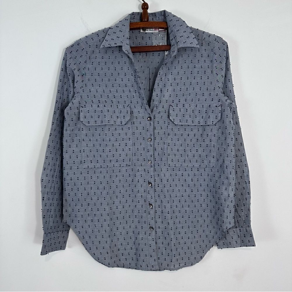 Roller Rabbit Womens Chambray Fil Coupe Yarn Dye Shirt Size XS - Picture 2 of 9